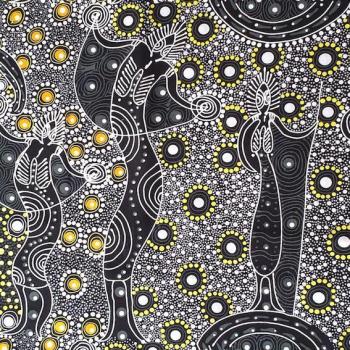 Preview: BLACK DANCING SPIRIT Aborigines Stoff aus Australien